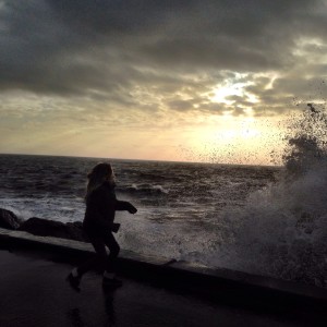 Mia getting wet