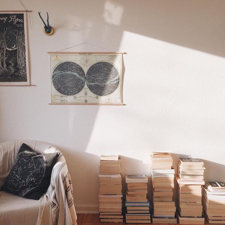 book piles interior
