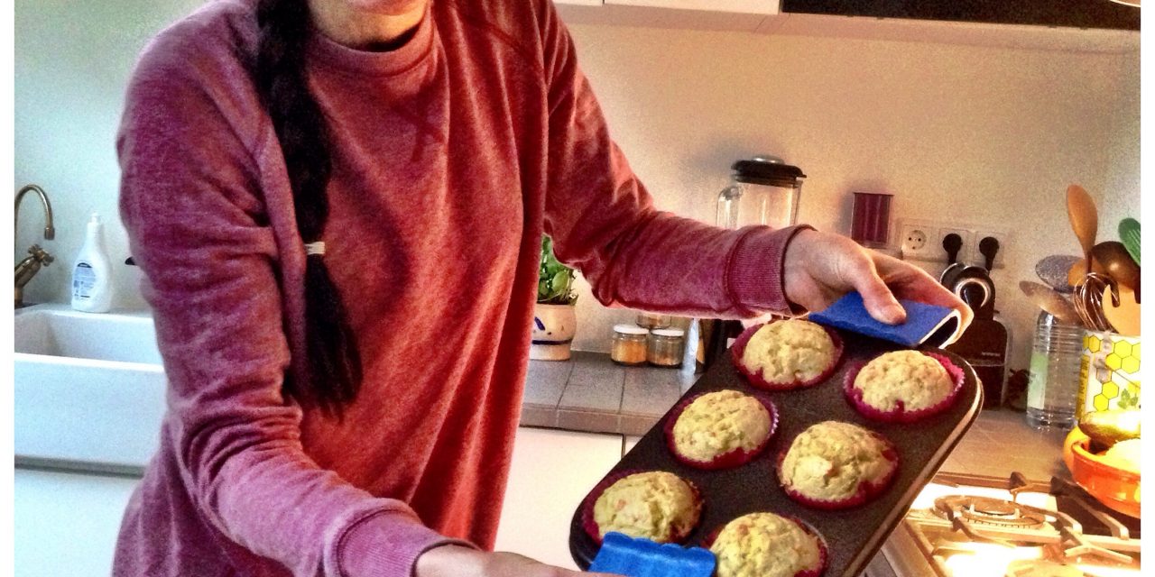 Hungry? Try baking some zucchini, chick pea muffins…