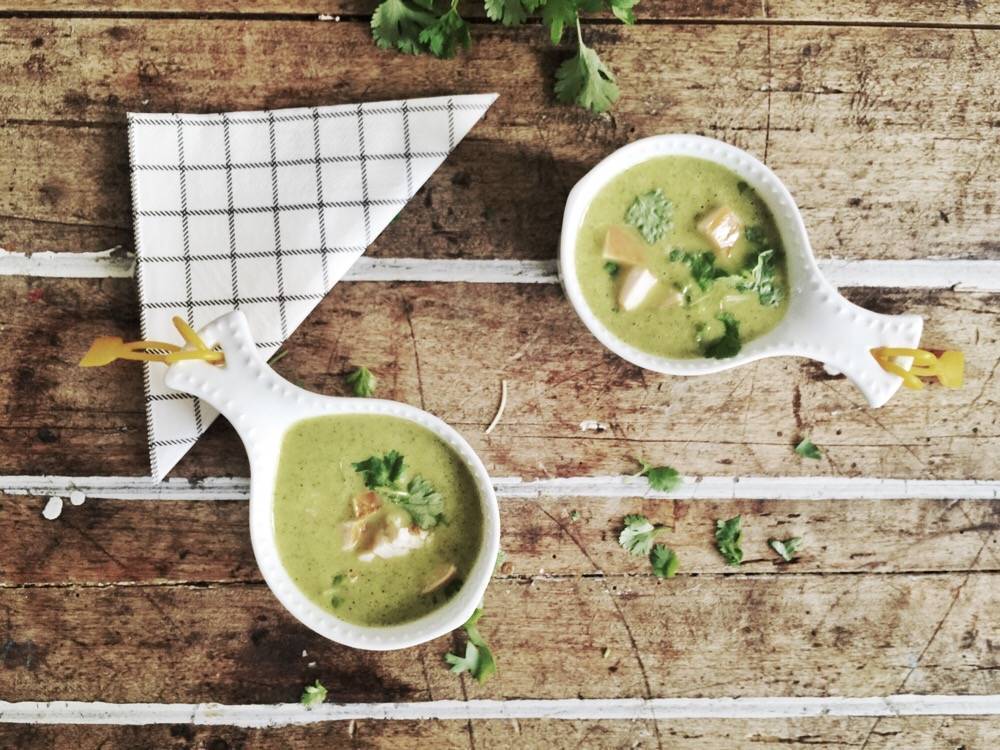 recipe: zucchini soup with coriander and smoked chicken - One Hand in my Pocket
