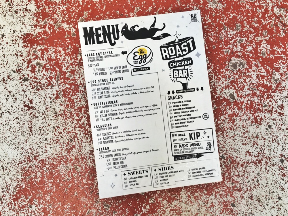 Roast Chicken Bar menukaart