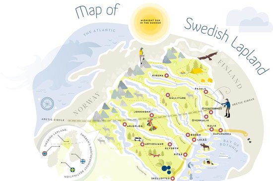 kaart Zweeds Lapland