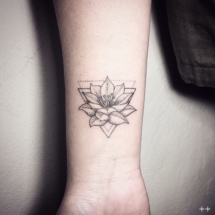 lotus flower triangle tattoo