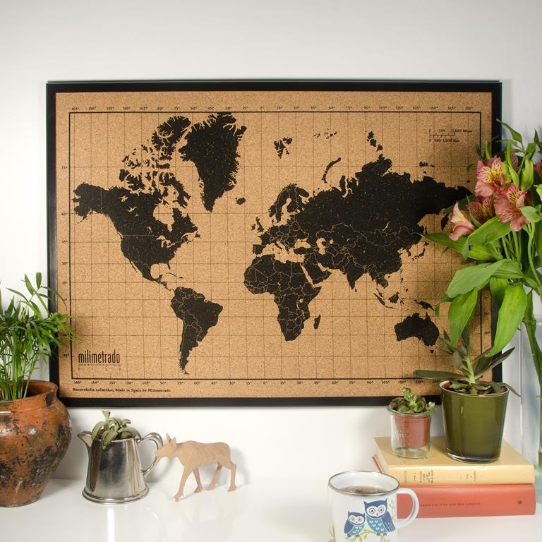 wereldkaart van kurk