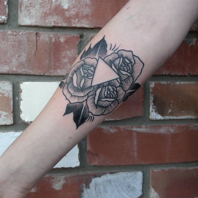 roses triangle tattoo