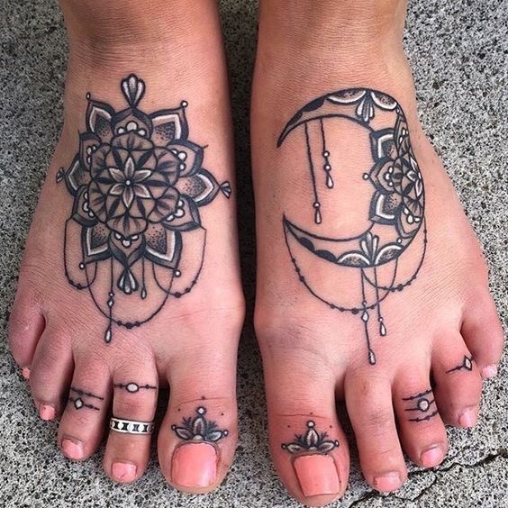moon tattoo foot