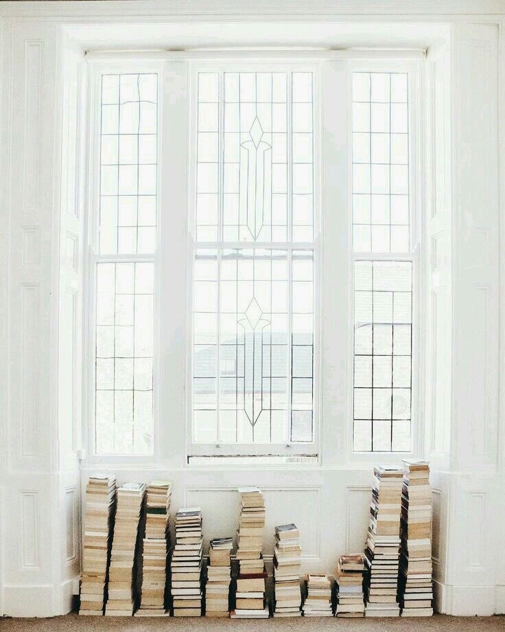 book piles interior