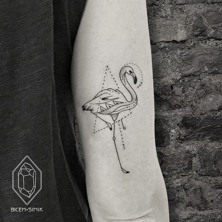 geometric flamingo tattoos