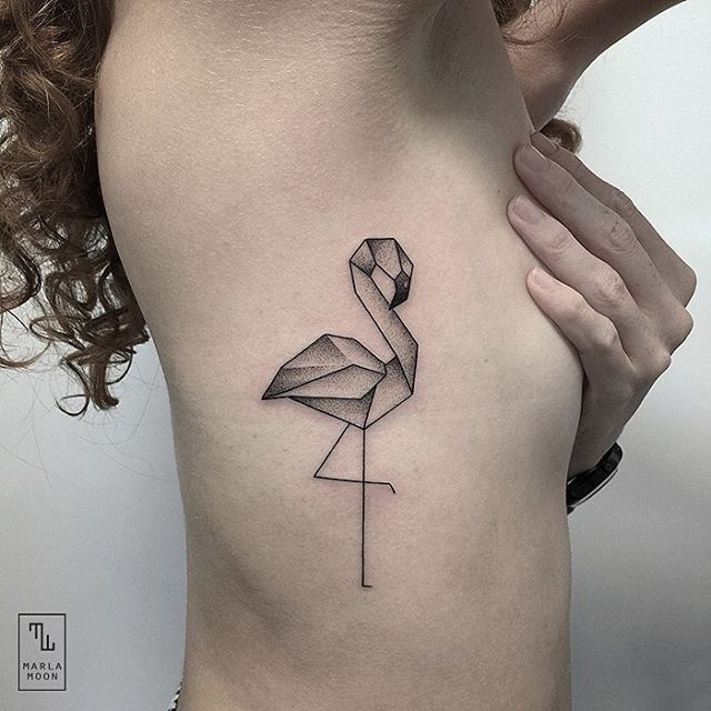 BW flamingo tattoo