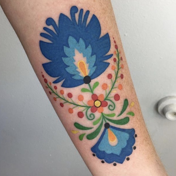 folky flowers tattoo design