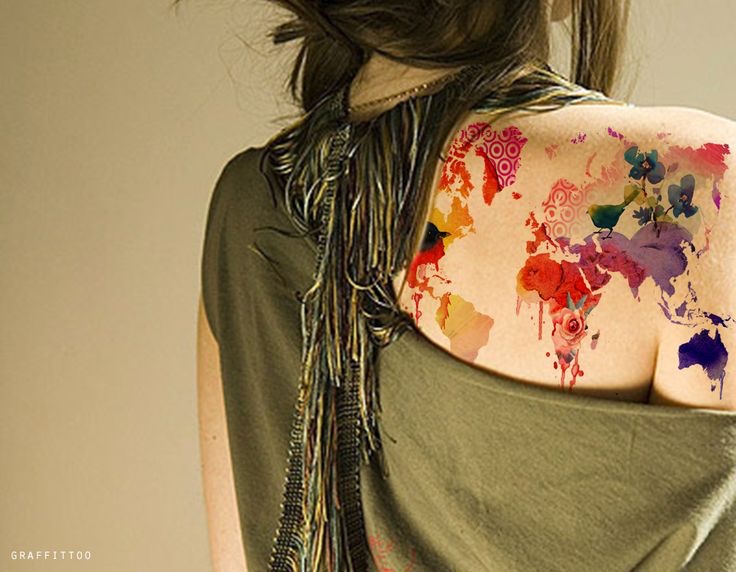 worldmaptattoo with color