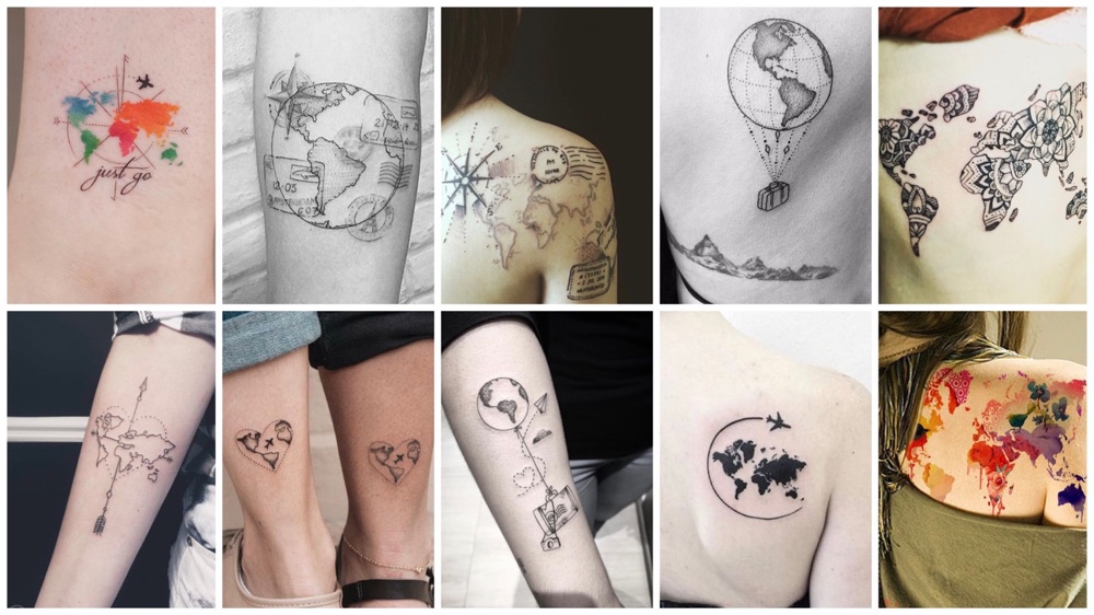 25x inspiratie voor mooie wereldkaart tattoos