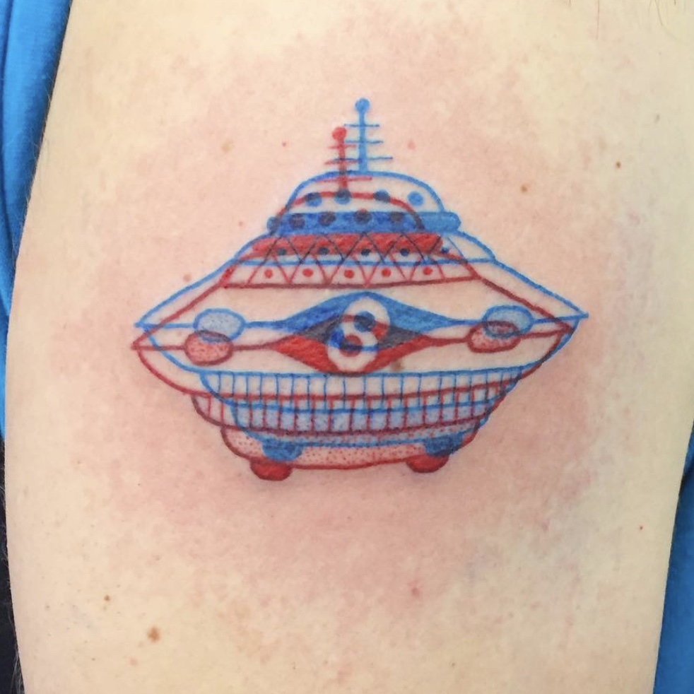 3D tattoo space ship