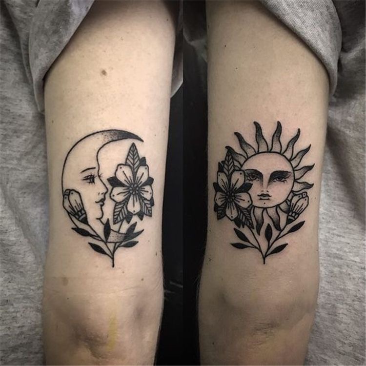 Sun & moon friendship tattoo