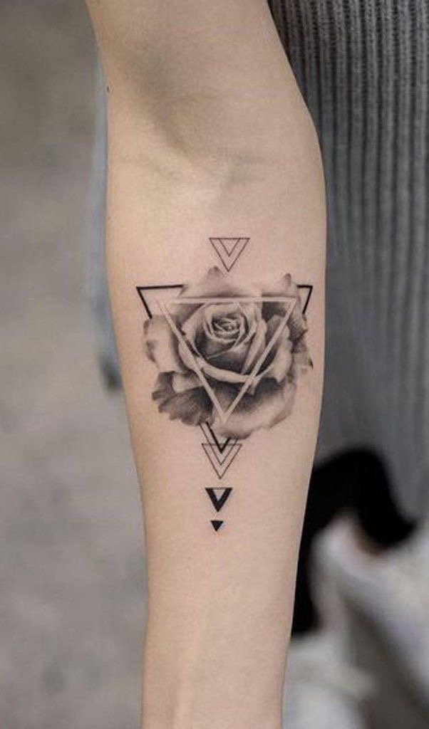 triangle tattoo rose