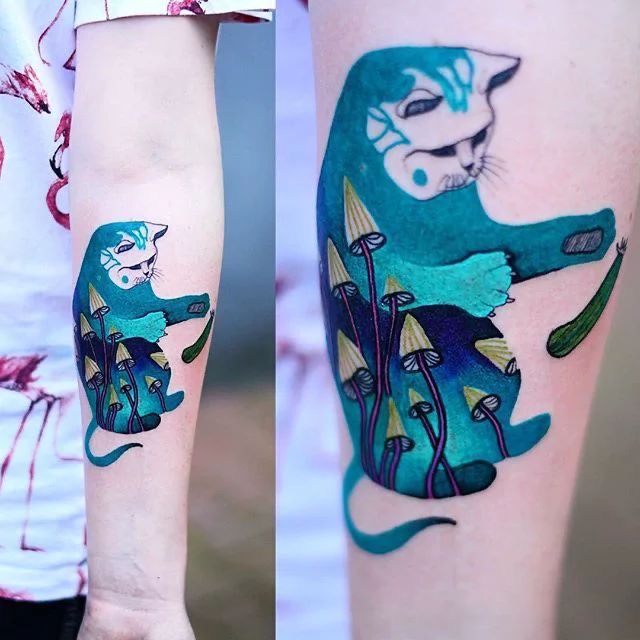 kleurige katten tatoeage 