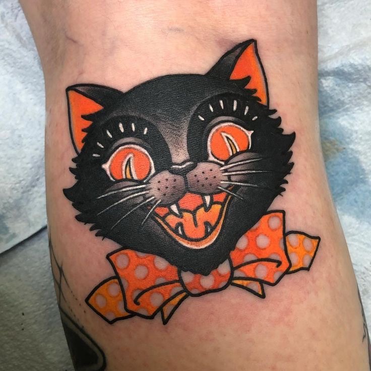 old school cat tattoo