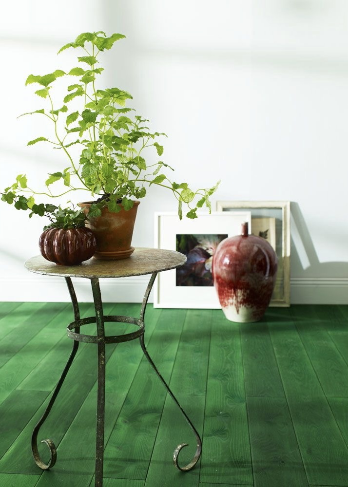 groene houten vloer