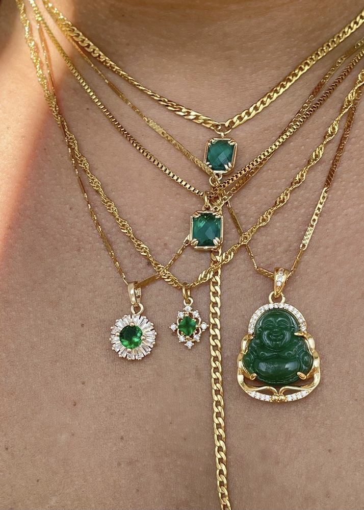 layered emerald necklaces
