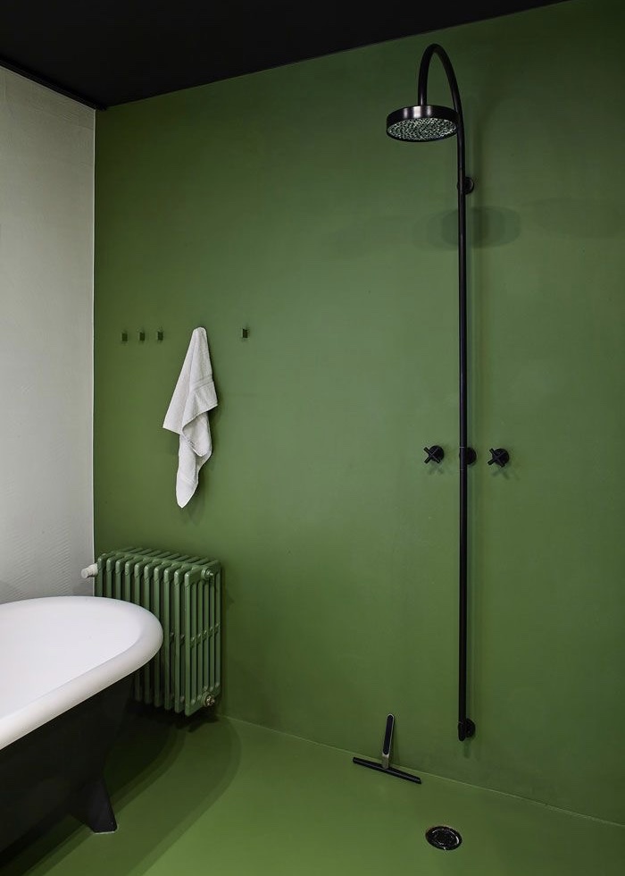 groene badkamermuur