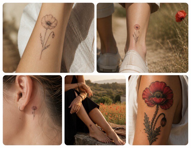 10x klaproos tattoo inspiratie